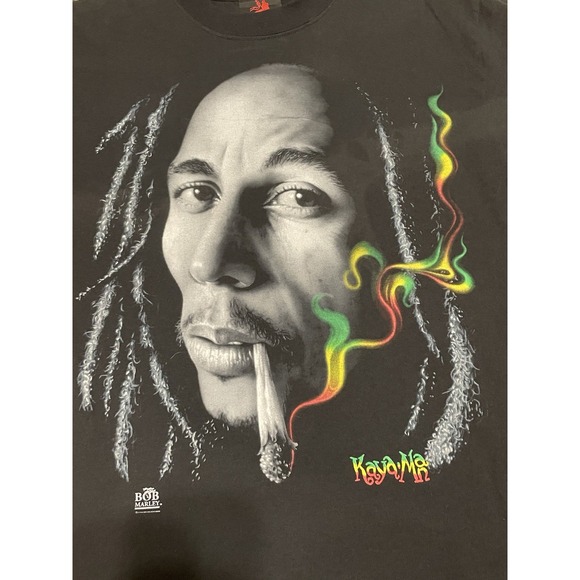 Vintage Bob Marley Y2K Front Sided Zion Roots Wear M Black T Shirt Rasta Reggae‎ - Picture 2 of 5